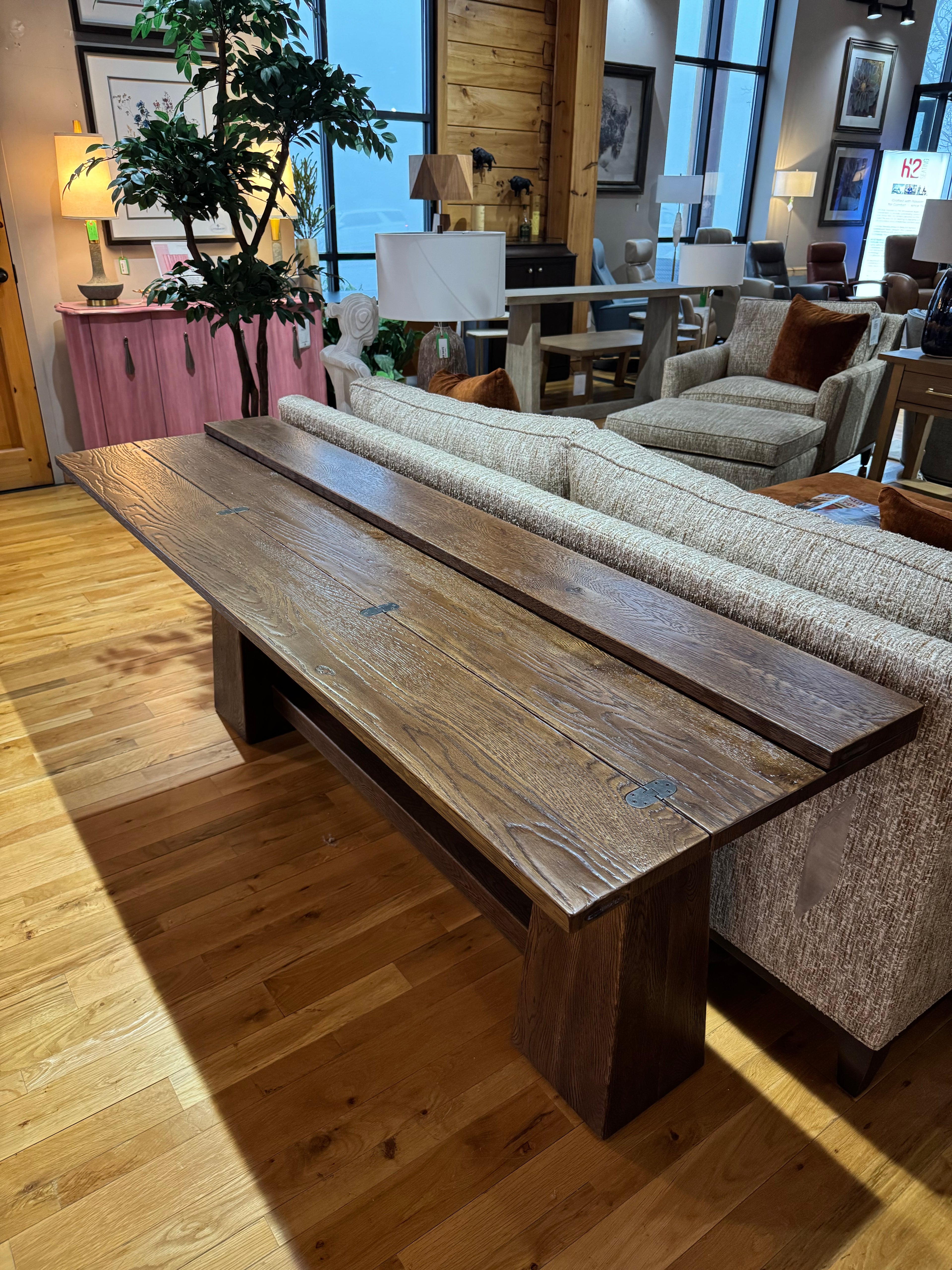 Flip Top Console Table- Worn Saddle