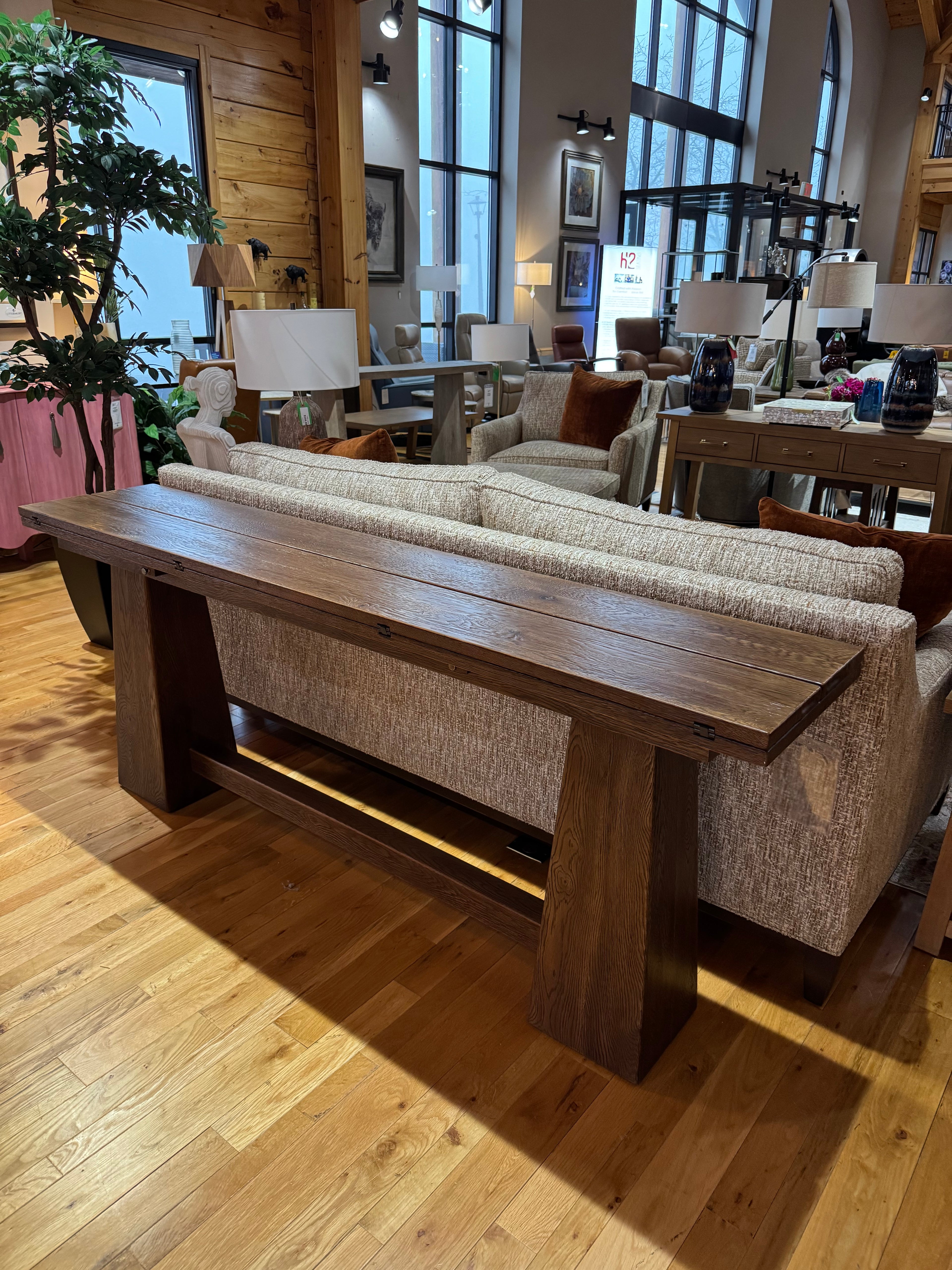 Flip Top Console Table- Worn Saddle