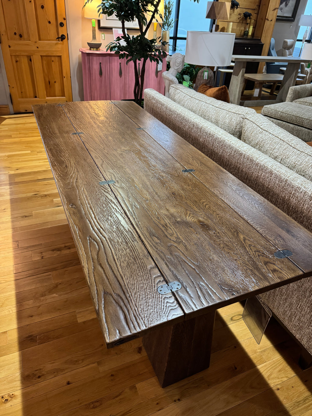 Flip Top Console Table- Worn Saddle